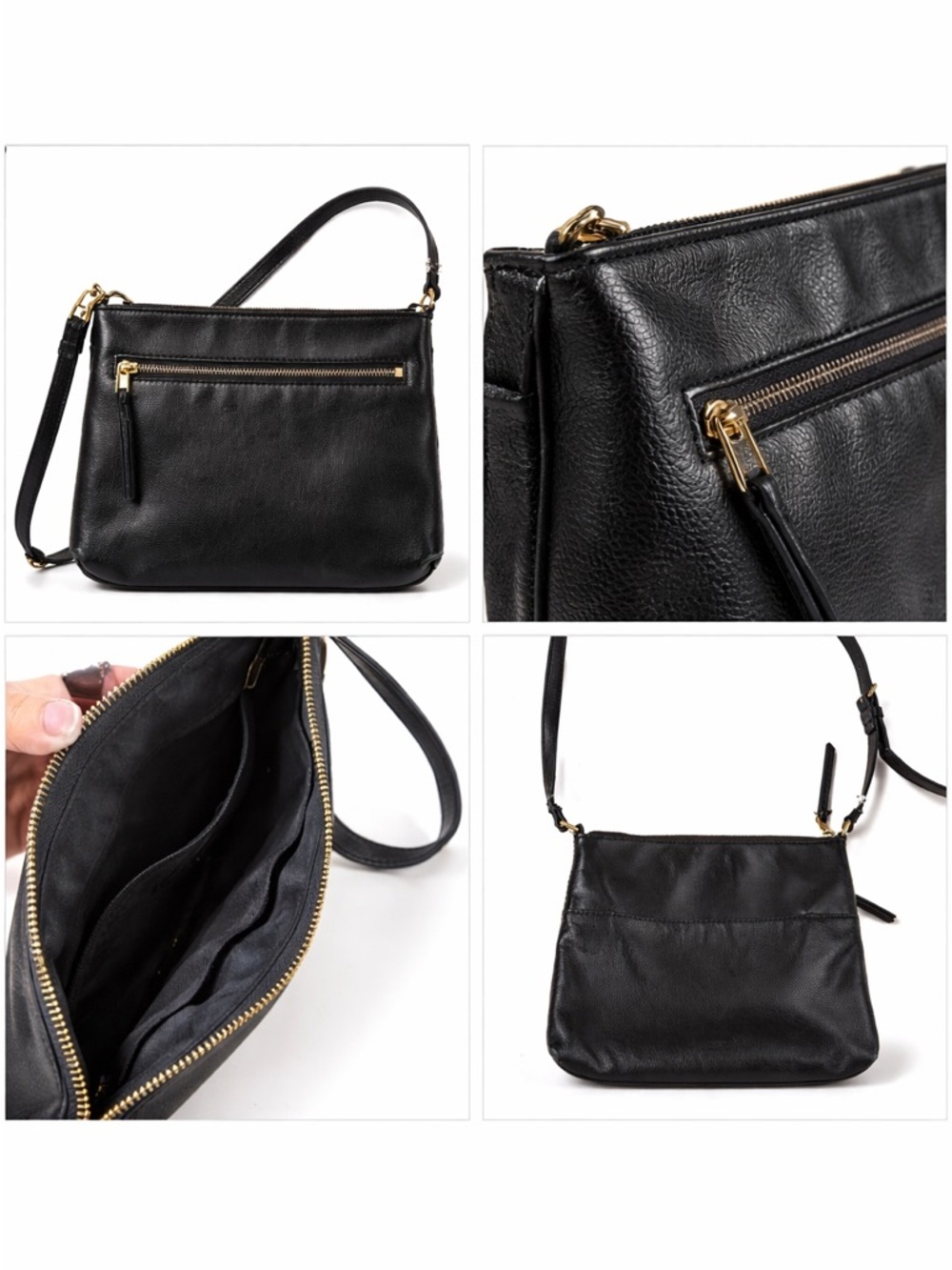 🖤 Fossil Black Leather Crossbody Bag – Classic Everyday Style
